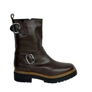 Fabianelli Moto Leather Double Buckle Chunky Mid Lug Boots
